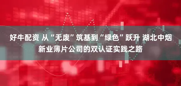 好牛配资 从“无废”筑基到“绿色”跃升 湖北中烟新业薄片公司的双认证实践之路